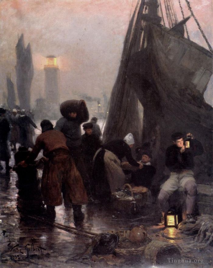 Victor Gabriel Gilbert Peinture à l'huile - Préparer le départ de Londres