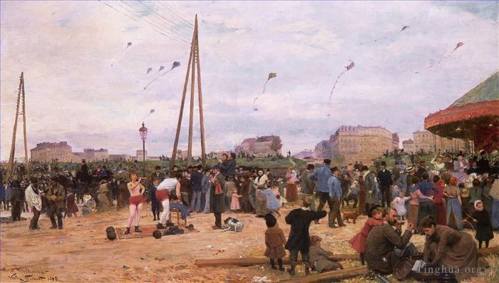 Victor Gabriel Gilbert Peinture à l'huile - Le Parc des Expositions de la Porte de Clignancourt