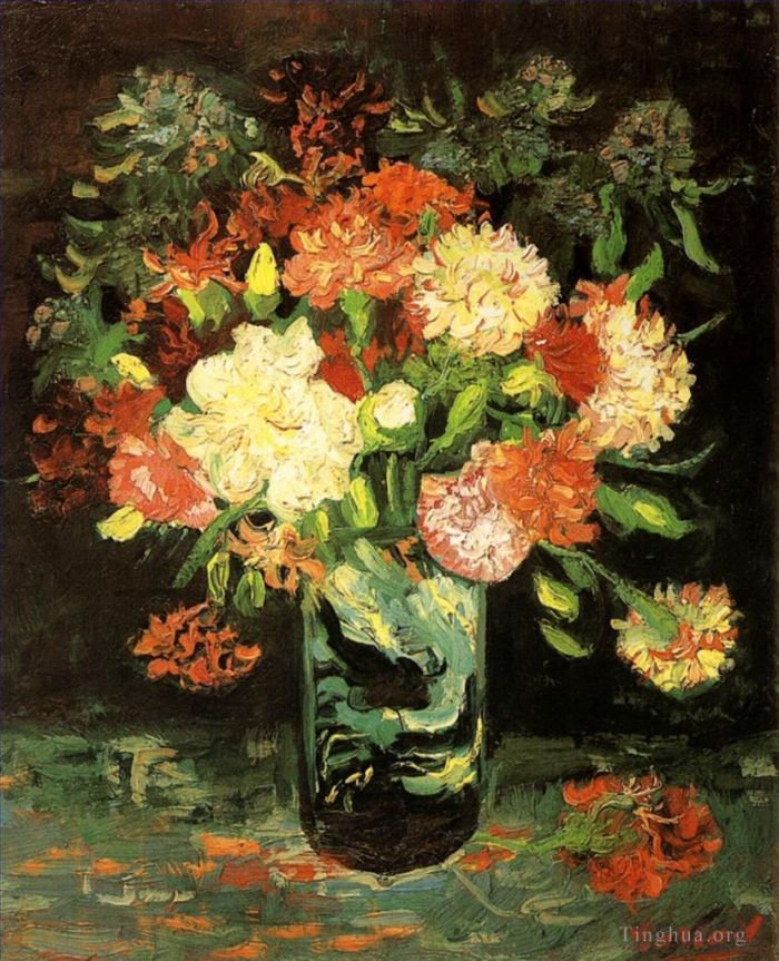Vincent Willem Van Gogh Peinture à l'huile - 4 Vase avec Oeillets 2