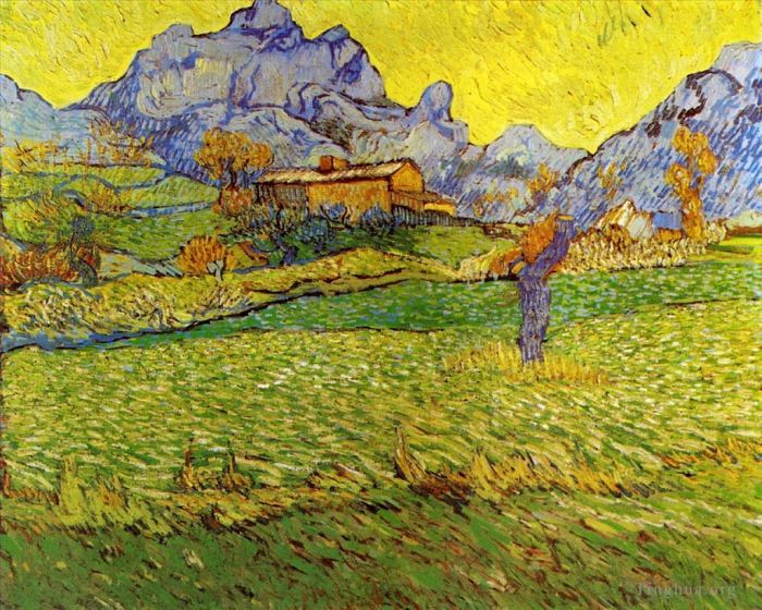 Vincent Willem Van Gogh Peinture à l'huile - Une prairie dans les montagnes