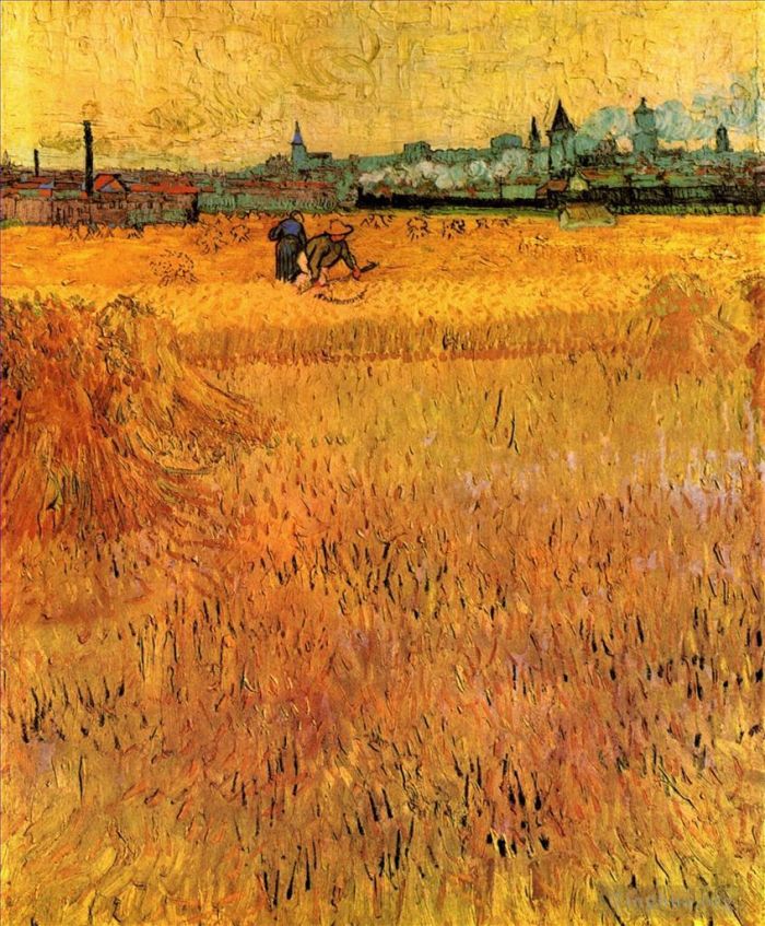 Vincent Willem Van Gogh Peinture à l'huile - Arles Vue depuis les champs de blé