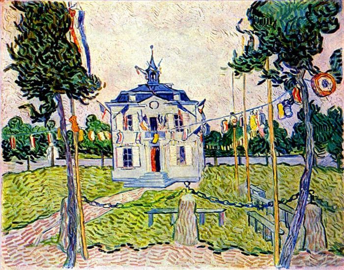 Vincent Willem Van Gogh Peinture à l'huile - Hôtel de Ville d'Auvers au 1er juillet 1890