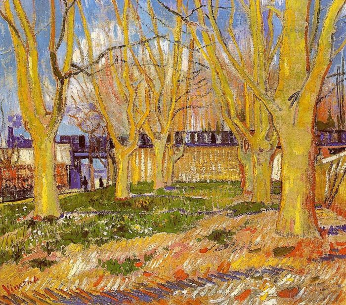 Vincent Willem Van Gogh Peinture à l'huile - Allée des Platanes près de la gare d'Arles