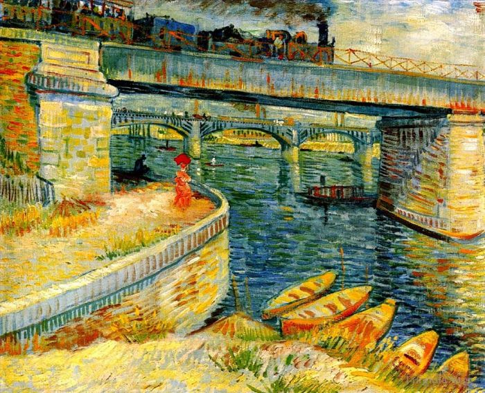 Vincent Willem Van Gogh Peinture à l'huile - Ponts sur la Seine à Asnières