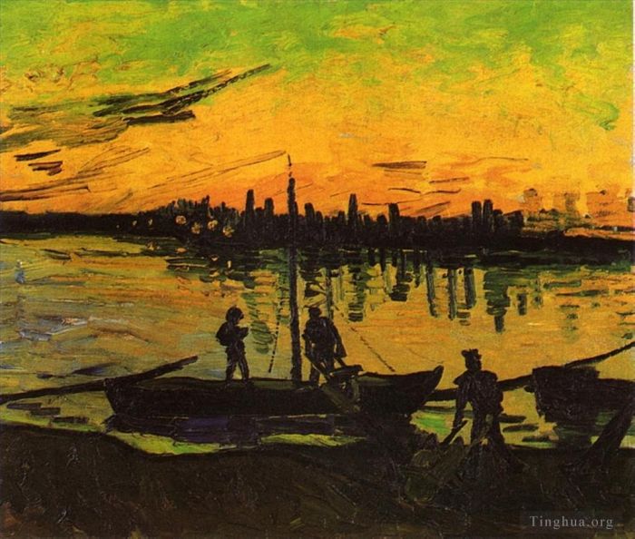 Vincent Willem Van Gogh Peinture à l'huile - Barges à charbon 2