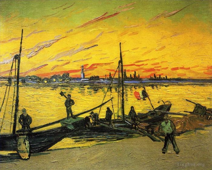Vincent Willem Van Gogh Peinture à l'huile - Barges à charbon
