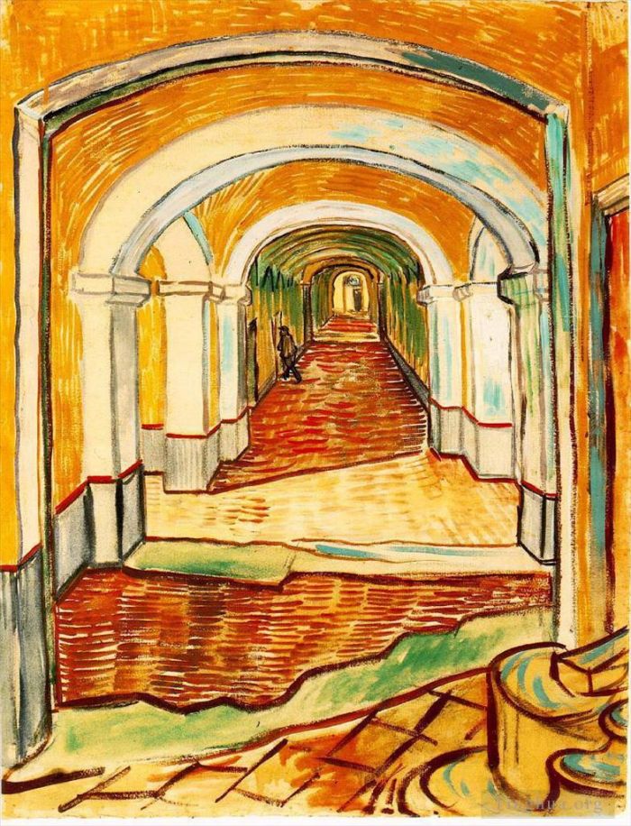 Vincent Willem Van Gogh Peinture à l'huile - Couloir dans l'asile