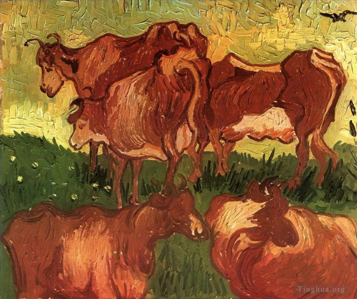 Vincent Willem Van Gogh Peinture à l'huile - Vaches