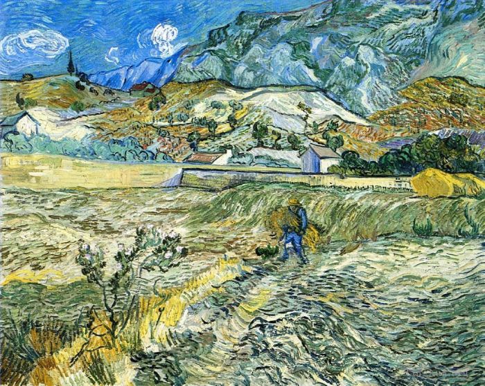 Vincent Willem Van Gogh Peinture à l'huile - Terrain clos avec paysan