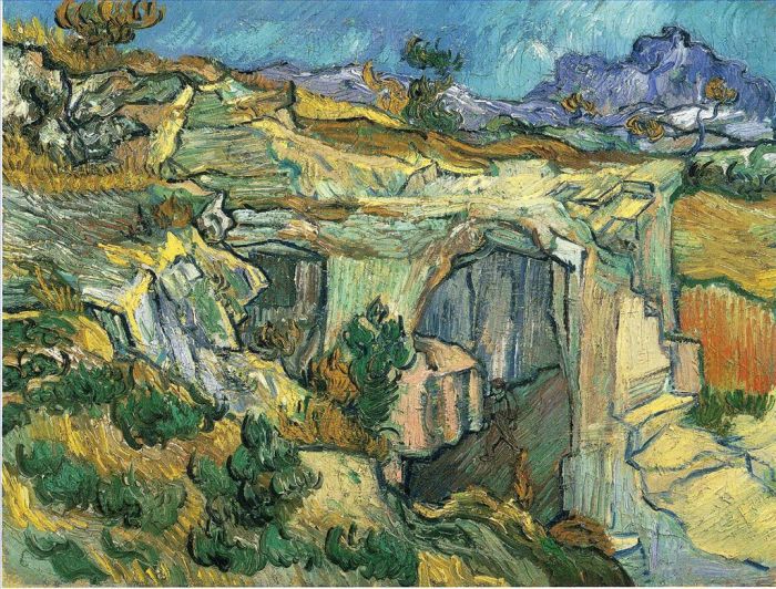 Vincent Willem Van Gogh Peinture à l'huile - Entrée d'une carrière près de Saint Rémy