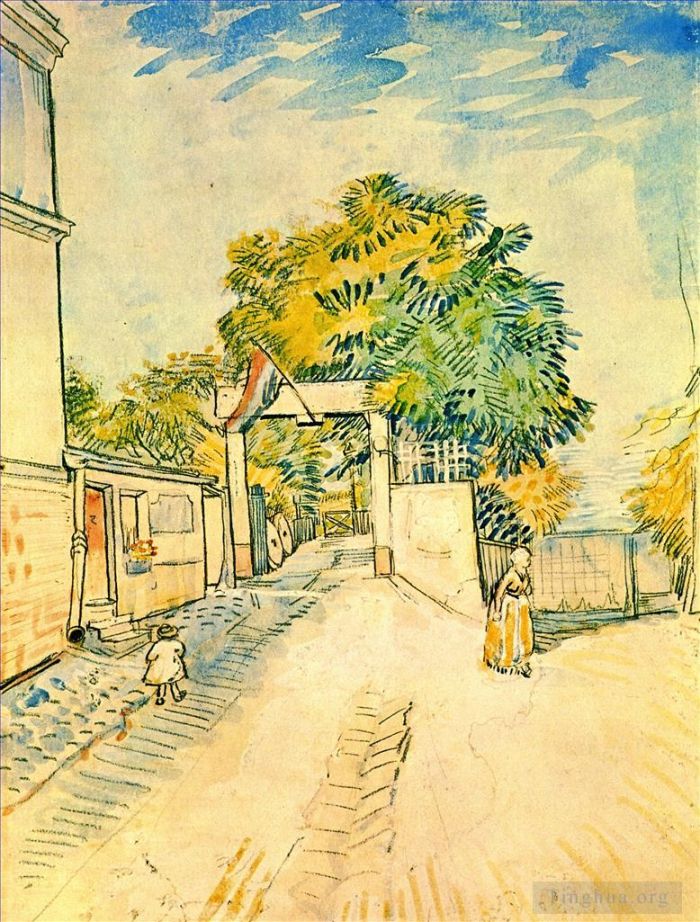 Vincent Willem Van Gogh Peinture à l'huile - Entrée au Moulin de la Galette