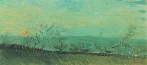 Vincent Willem Van Gogh œuvres - Des usines vues depuis une colline au clair de lune