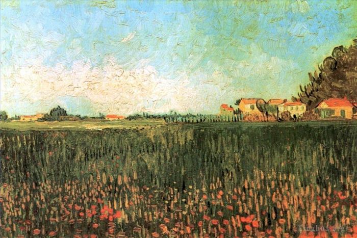 Vincent Willem Van Gogh Peinture à l'huile - Mas Dans Un Champ De Blé Près D'Arles