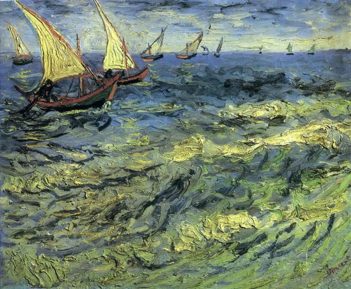 Vincent Willem Van Gogh Peinture à l'huile - Bateaux de pêche en mer