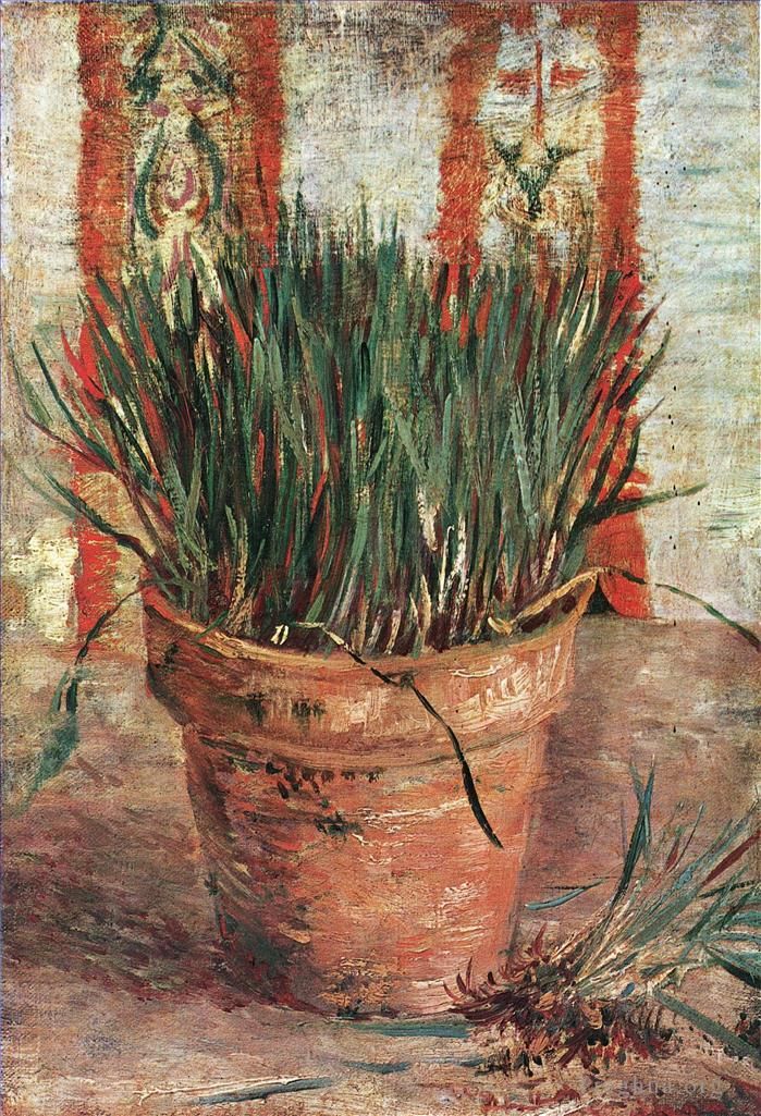 Vincent Willem Van Gogh Peinture à l'huile - Pot de fleurs à la ciboulette