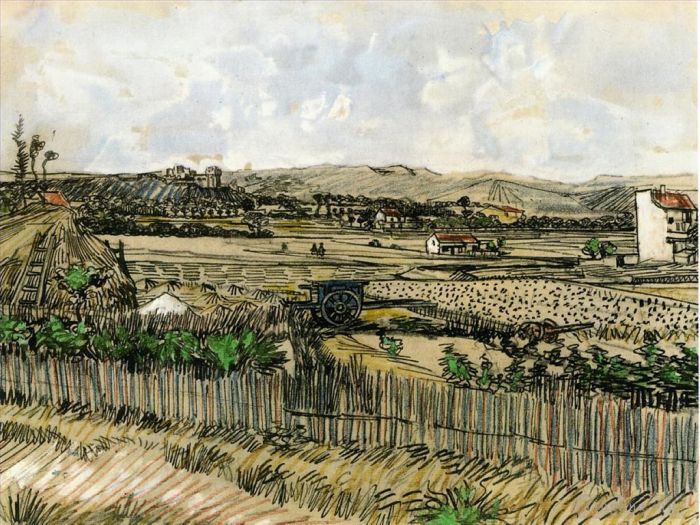 Vincent Willem Van Gogh Peinture à l'huile - Vendanges en Provence à Gauche Montmajour