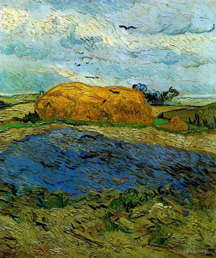 Vincent Willem Van Gogh Peinture à l'huile - Botte de foin sous un ciel pluvieux