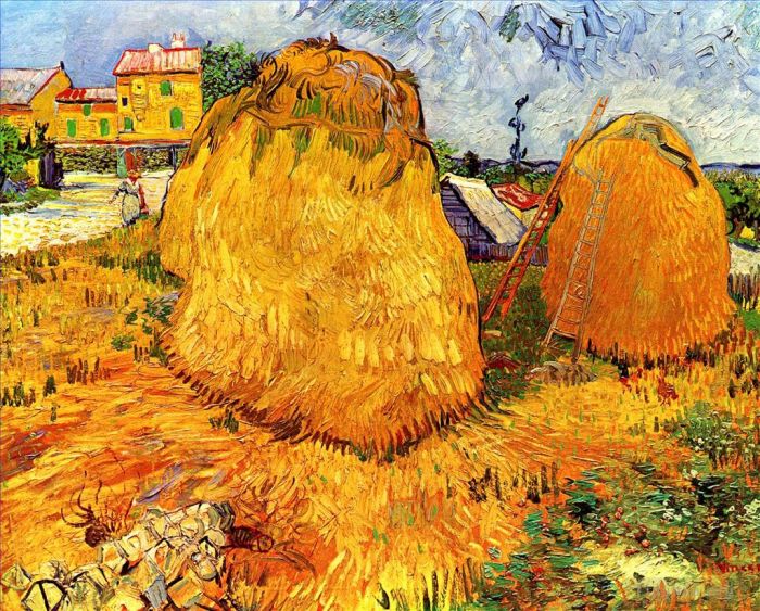 Vincent Willem Van Gogh Peinture à l'huile - Meules de foin en Provence