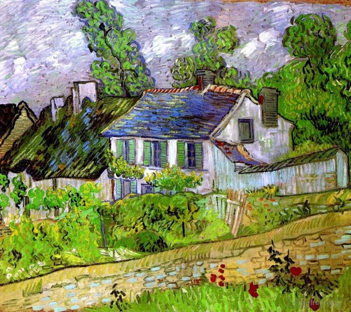 Vincent Willem Van Gogh Peinture à l'huile - Maisons à Auvers