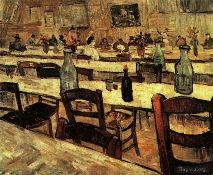 Vincent Willem Van Gogh Peinture à l'huile - Intérieur d'un restaurant à Arles