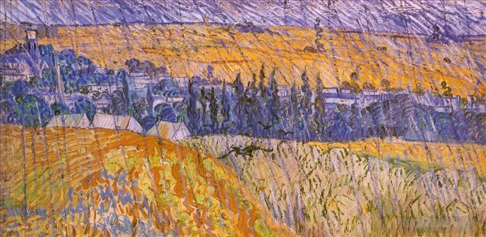 Vincent Willem Van Gogh Peinture à l'huile - Paysage sous la pluie