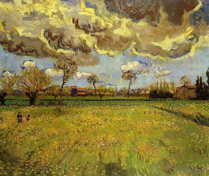 Vincent Willem Van Gogh Peinture à l'huile - Paysage sous un ciel d'orage