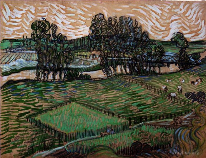 Vincent Willem Van Gogh Peinture à l'huile - Paysage avec pont sur l'Oise