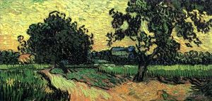 Vincent Willem Van Gogh œuvres - Paysage avec le château d'Auvers au coucher du soleil
