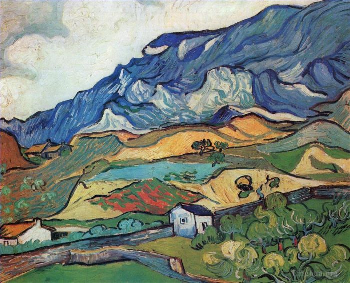 Vincent Willem Van Gogh Peinture à l'huile - Paysage de montagne des Alpilles près de South Reme