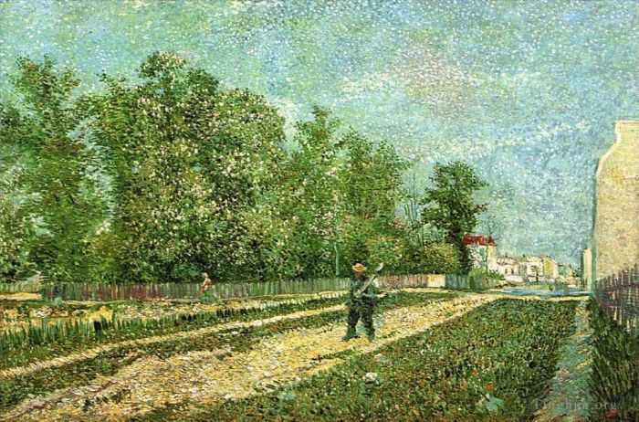 Vincent Willem Van Gogh Peinture à l'huile - Homme à la pelle dans une banlieue parisienne