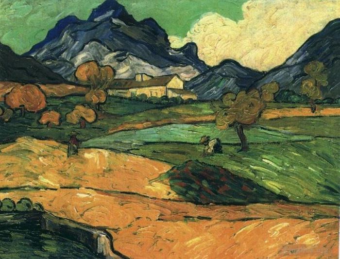 Vincent Willem Van Gogh Peinture à l'huile - Mont Gaussier avec le Mas de Saint Paul