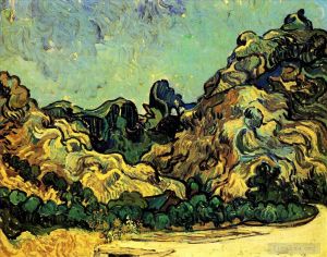 Vincent Willem Van Gogh œuvres - Montagnes à Saint Rémy avec Dark Cottage