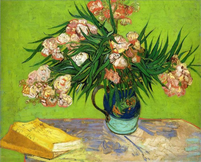 Vincent Willem Van Gogh Peinture à l'huile - Lauriers roses et livres