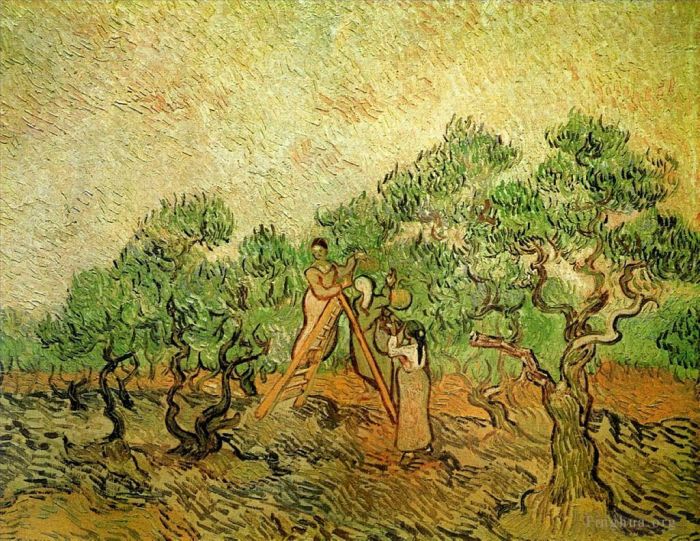 Vincent Willem Van Gogh Peinture à l'huile - Cueillette d'olives 3