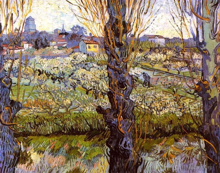 Vincent Willem Van Gogh Peinture à l'huile - Verger en fleurs de peupliers