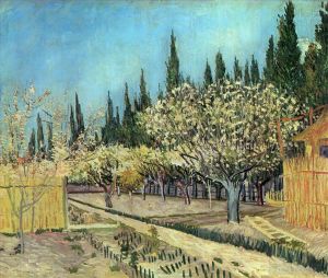 Vincent Willem Van Gogh œuvres - Verger en fleurs bordé de cyprès 2