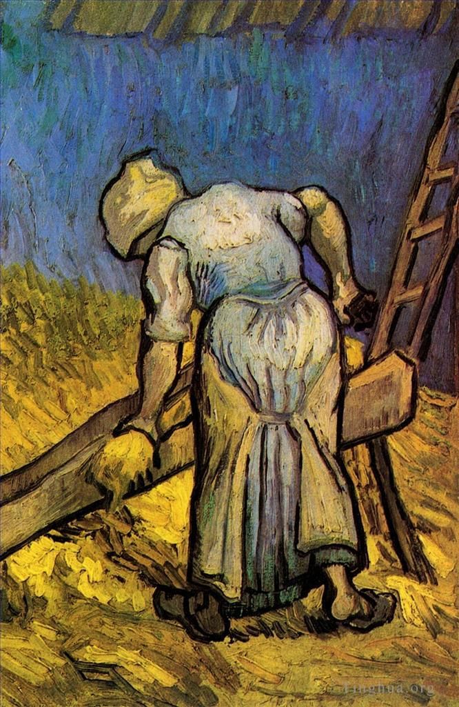 Vincent Willem Van Gogh Peinture à l'huile - Paysanne coupant de la paille après le millet