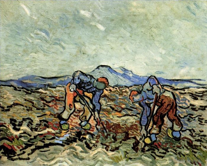 Vincent Willem Van Gogh Peinture à l'huile - Paysans soulevant des pommes de terre 2