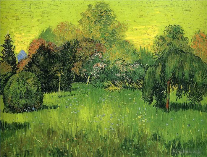 Vincent Willem Van Gogh Peinture à l'huile - Parc public avec saule pleureur Le jardin du poète I