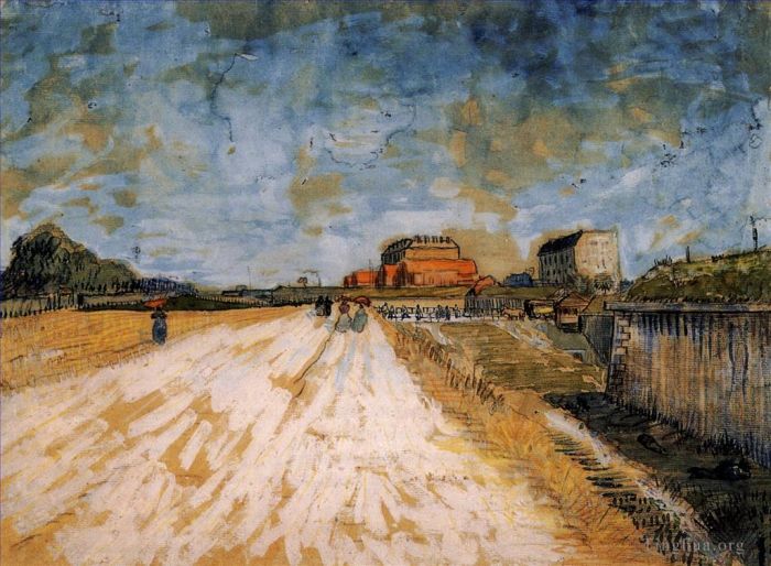 Vincent Willem Van Gogh Peinture à l'huile - Course sur route au bord des remparts de Paris