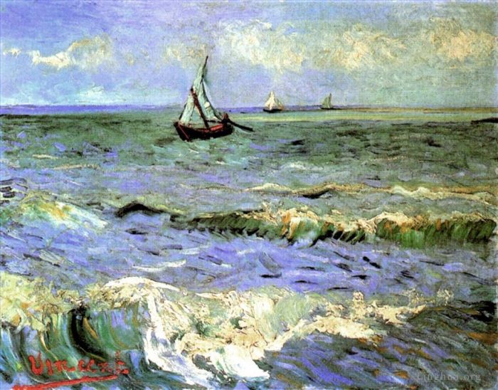 Vincent Willem Van Gogh Peinture à l'huile - Paysage marin aux Saintes Maries