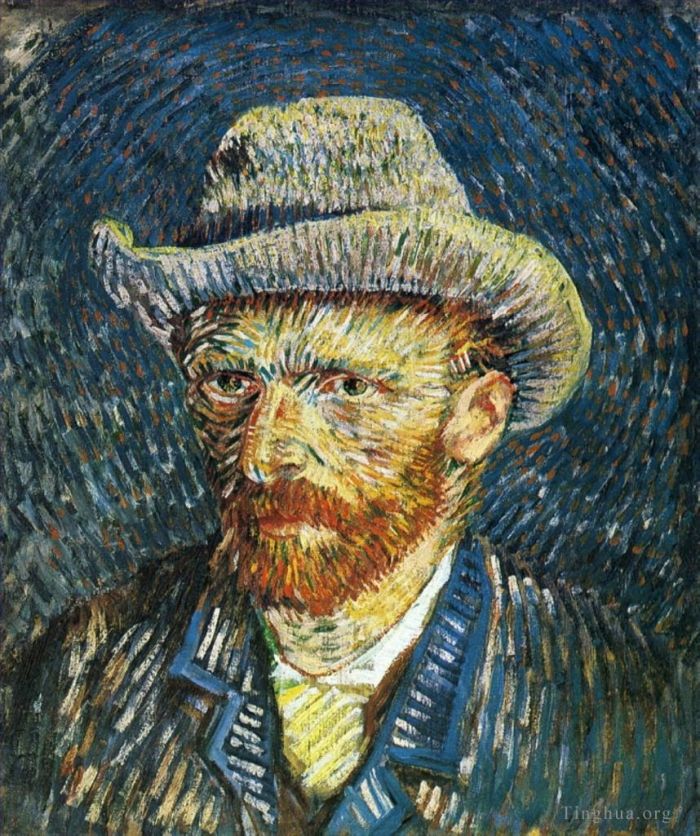 Vincent Willem Van Gogh Peinture à l'huile - Autoportrait au chapeau de feutre