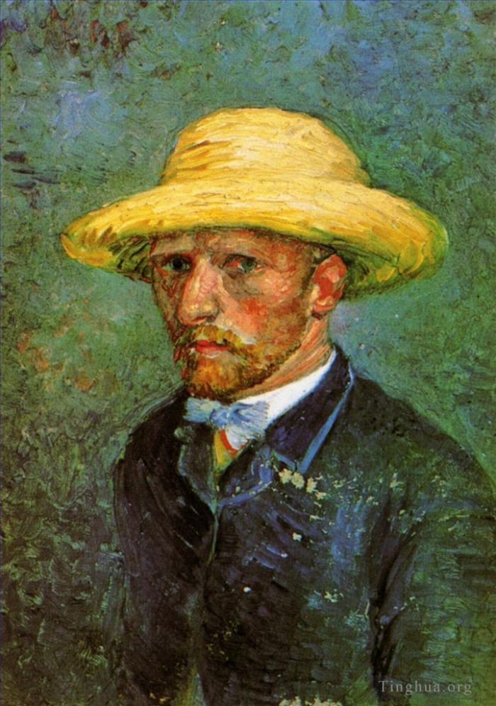 Vincent Willem Van Gogh Peinture à l'huile - Autoportrait au chapeau de paille 2