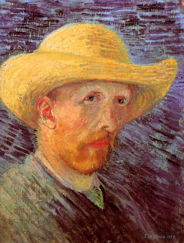 Vincent Willem Van Gogh Peinture à l'huile - Autoportrait au chapeau de paille 3