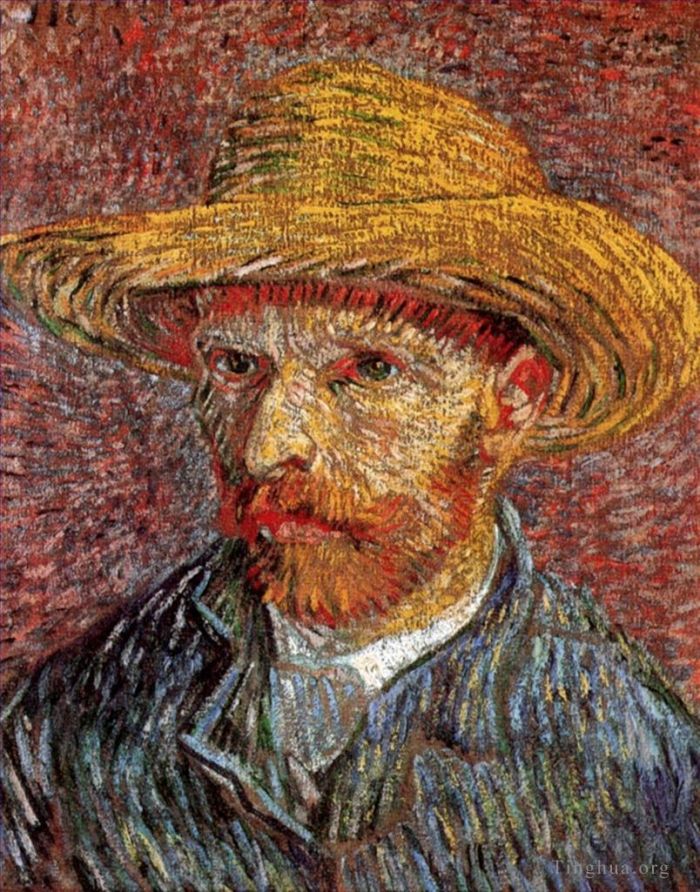 Vincent Willem Van Gogh Peinture à l'huile - Autoportrait au chapeau de paille 4