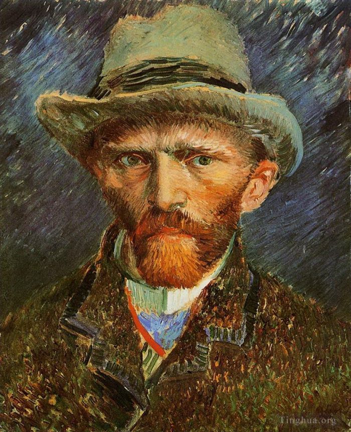Vincent Willem Van Gogh Peinture à l'huile - Autoportrait au chapeau de feutre gris
