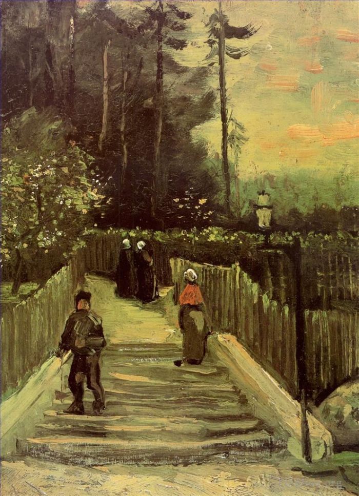 Vincent Willem Van Gogh Peinture à l'huile - Chemin en pente à Montmartre