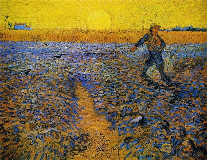 Vincent Willem Van Gogh Peinture à l'huile - Semeur au soleil couchant après le millet