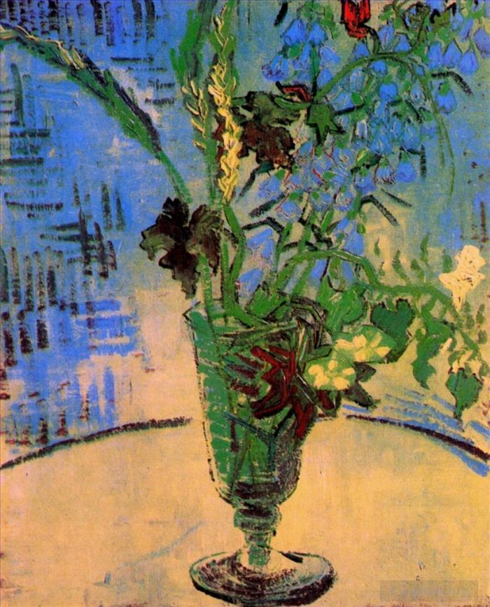 Vincent Willem Van Gogh Peinture à l'huile - Verre nature morte avec fleurs sauvages