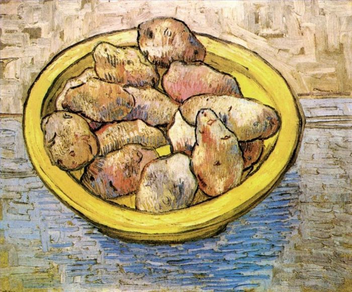 Vincent Willem Van Gogh Peinture à l'huile - Pommes de terre nature morte dans un plat jaune